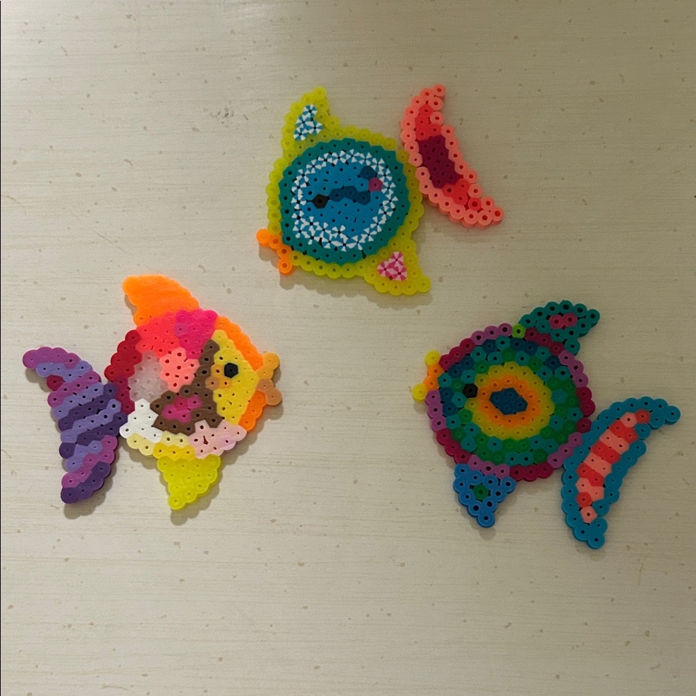 Colorful Perler Bead Fish Set